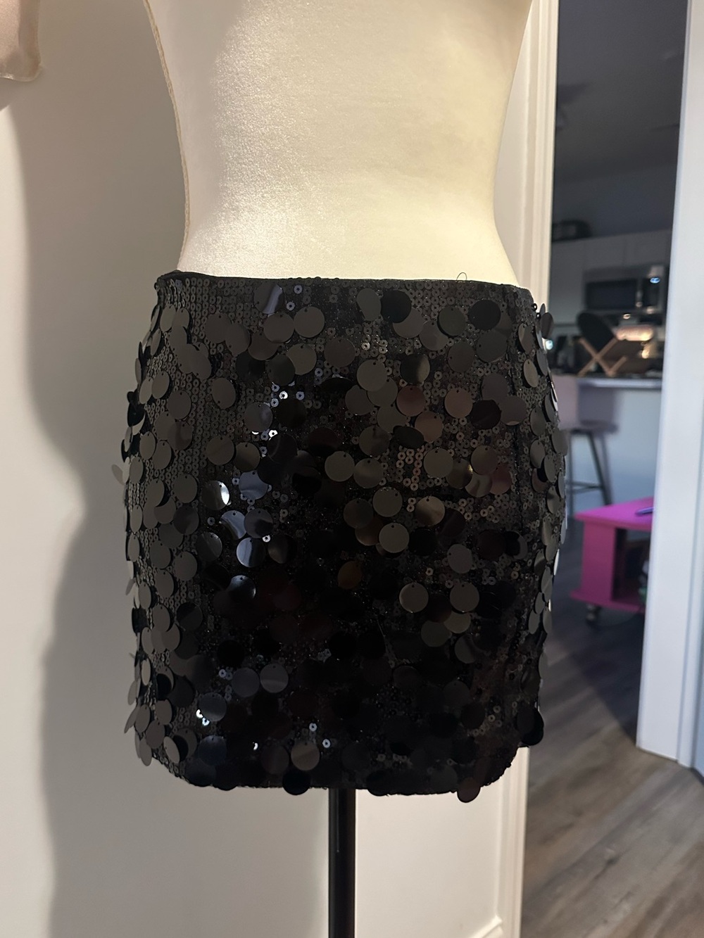 NWT Black Sequin Mini Skirt — Women's Evening Sparkle